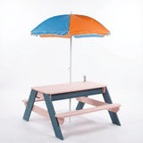 Luckids Picnic Table with Blue and Orange Umbrella - Blue & Pink
