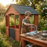 Luckids Wooden Playhouse - Brown